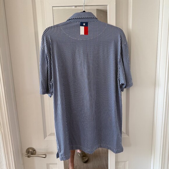 Rhoback Performance Polo – Blue & White Texas Houndstooth Print Size: L - Picture 3 of 3